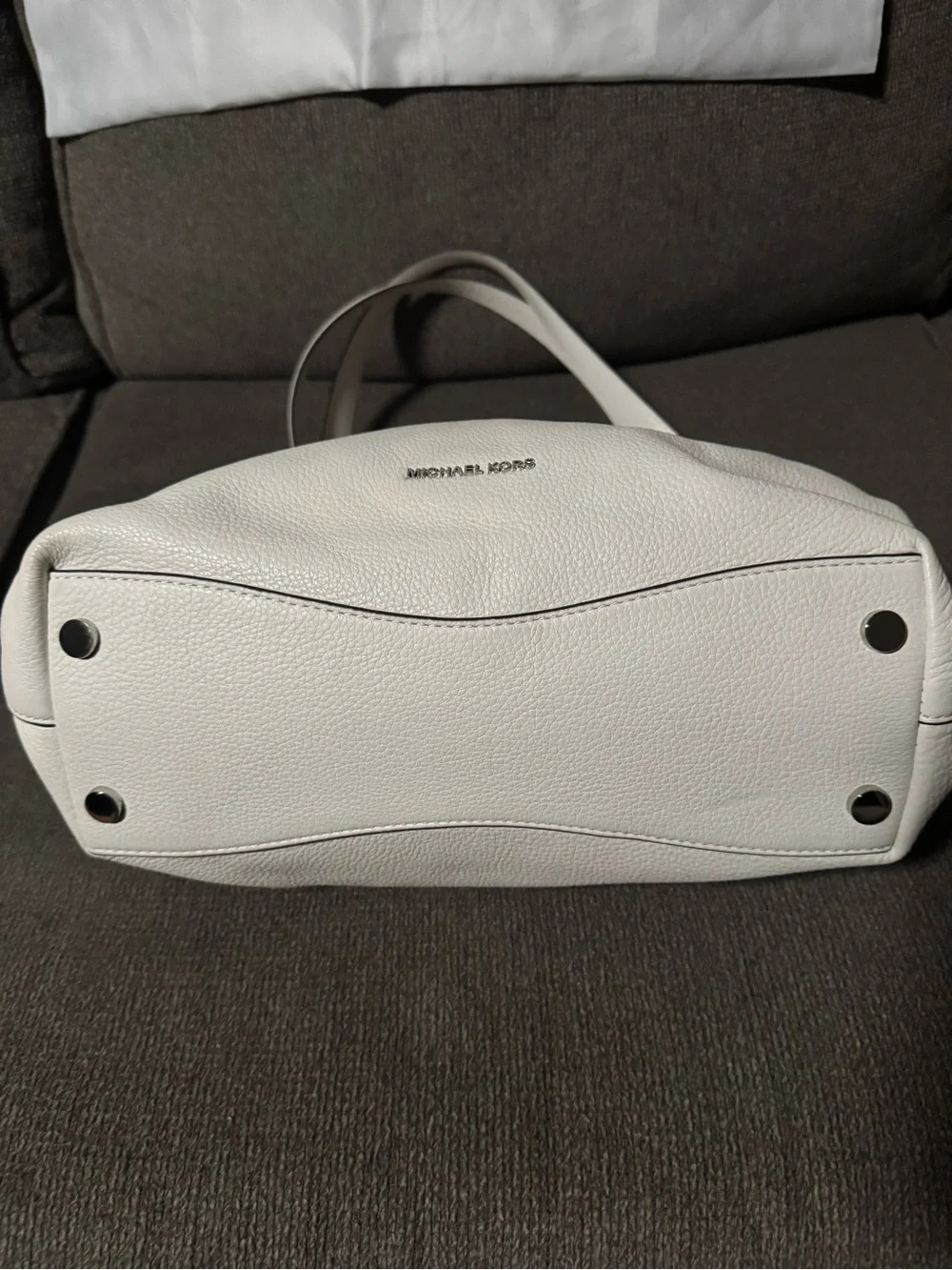 Michael Kors Ivory Pebbled Leather Shoulder Hobo with Wristlet